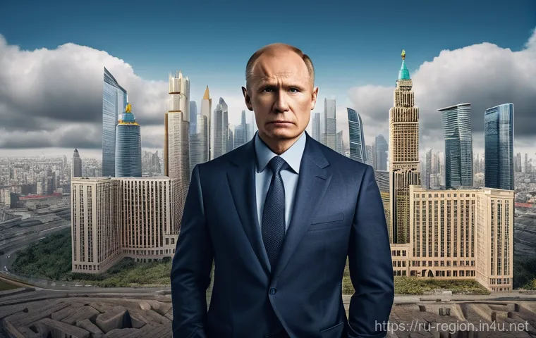 지역개발 프로젝트의 법적 고려사항 - **A developer navigating a bureaucratic labyrinth.**
    A middle-aged Russian male developer, dress...